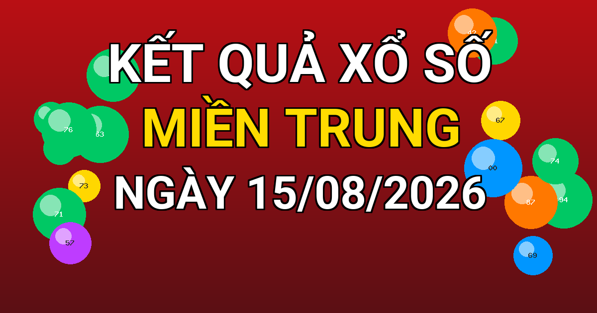 Kết quả xổ số Miền Trung ngày 15/08/2026