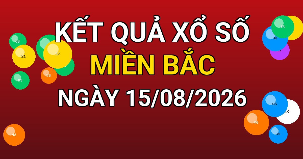 Kết quả xổ số Miền Bắc ngày 15/08/2026