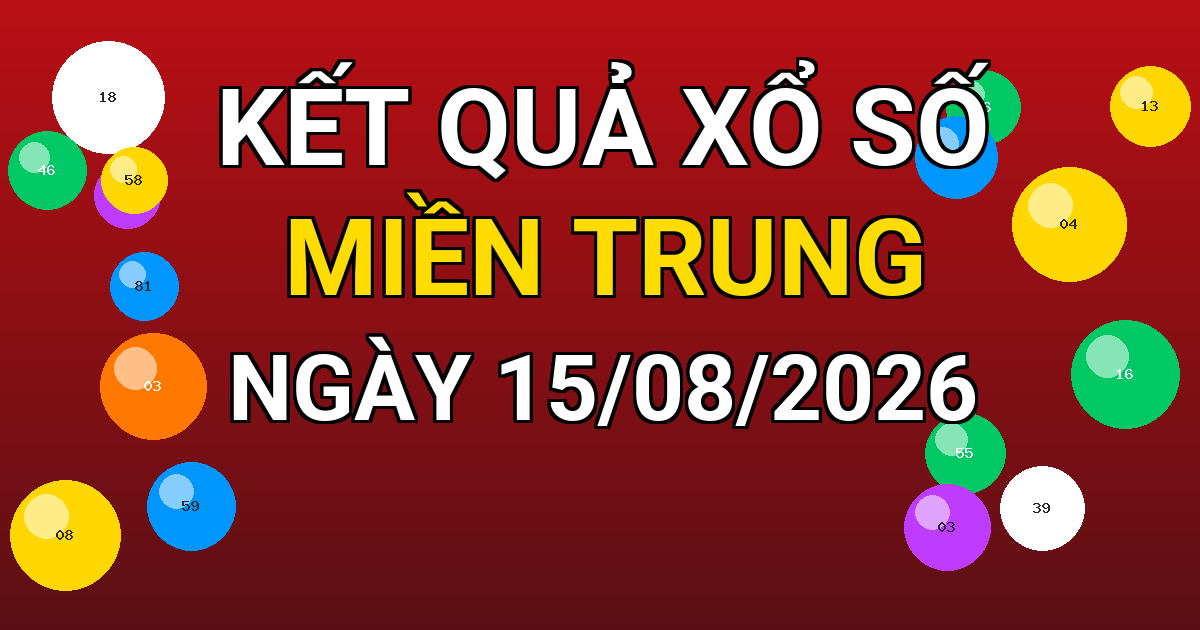 Kết quả xổ số Miền Trung ngày 15/08/2026