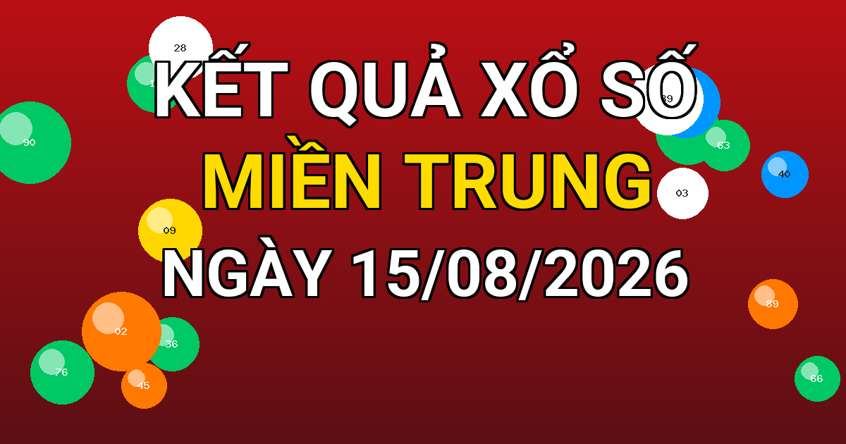 Kết quả xổ số Miền Trung ngày 15/08/2026