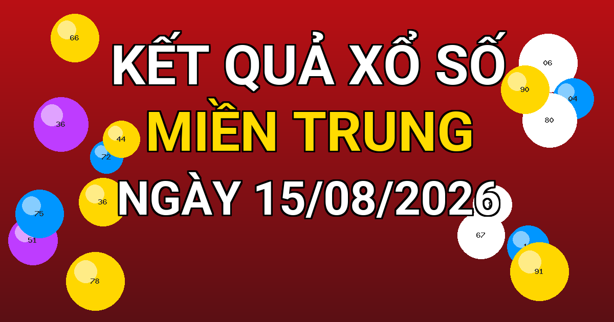Kết quả xổ số Miền Trung ngày 15/08/2026