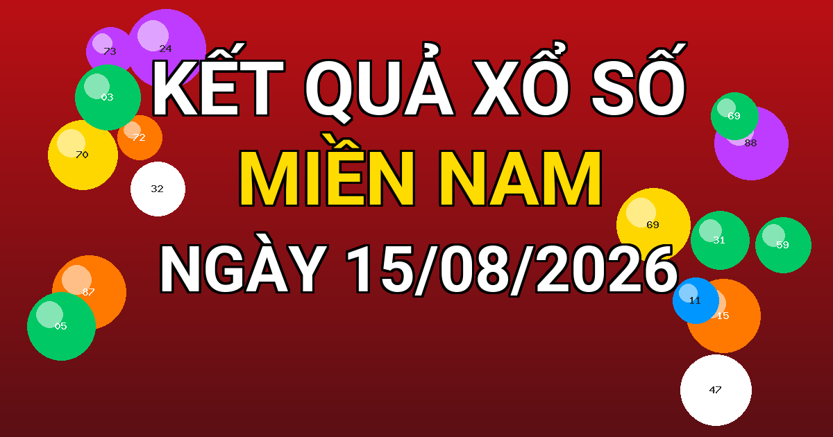 Kết quả xổ số Miền Nam ngày 15/08/2026