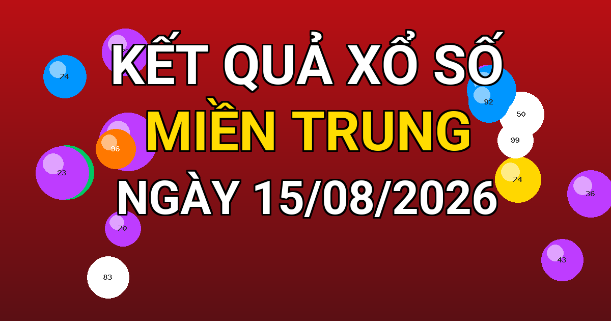 Kết quả xổ số Miền Trung ngày 15/08/2026