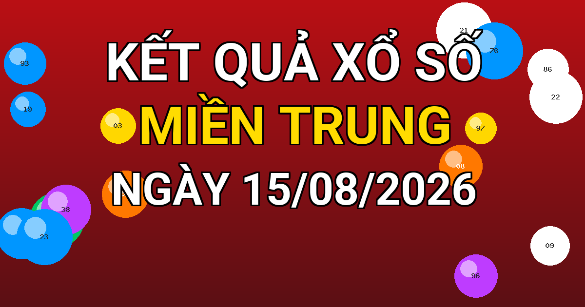 Kết quả xổ số Miền Trung ngày 15/08/2026