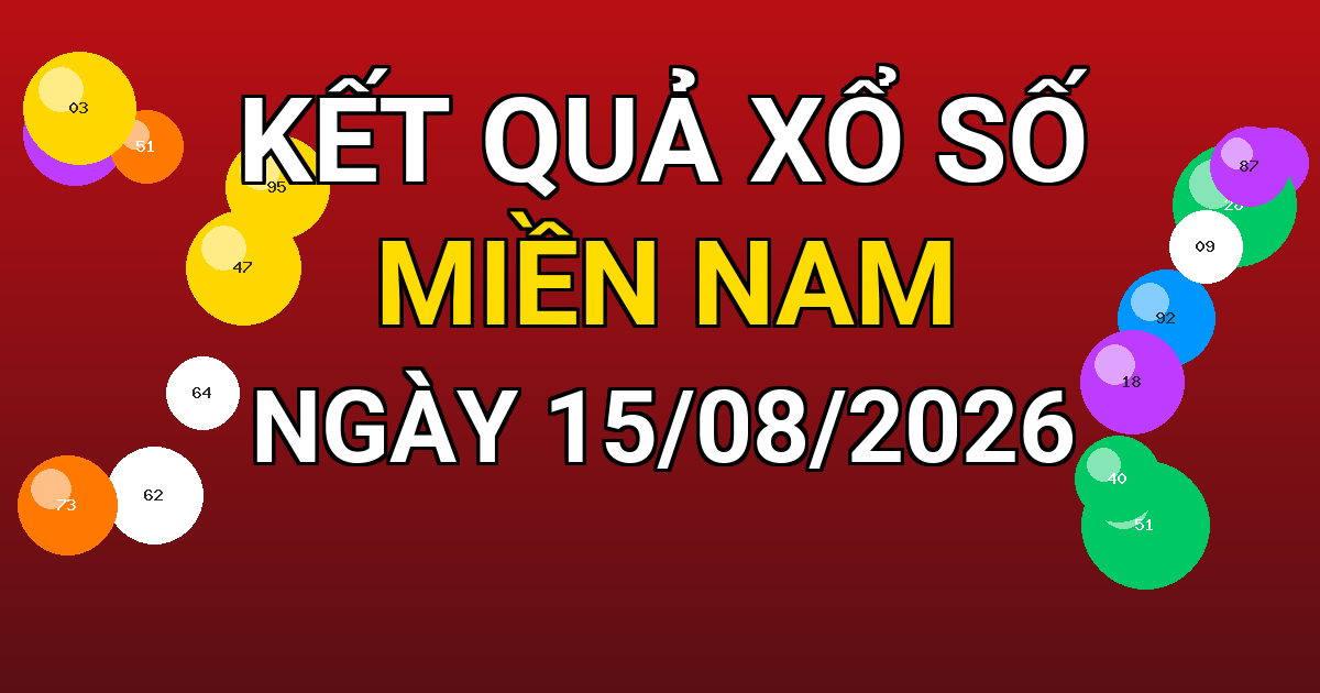 Kết quả xổ số Miền Nam ngày 15/08/2026