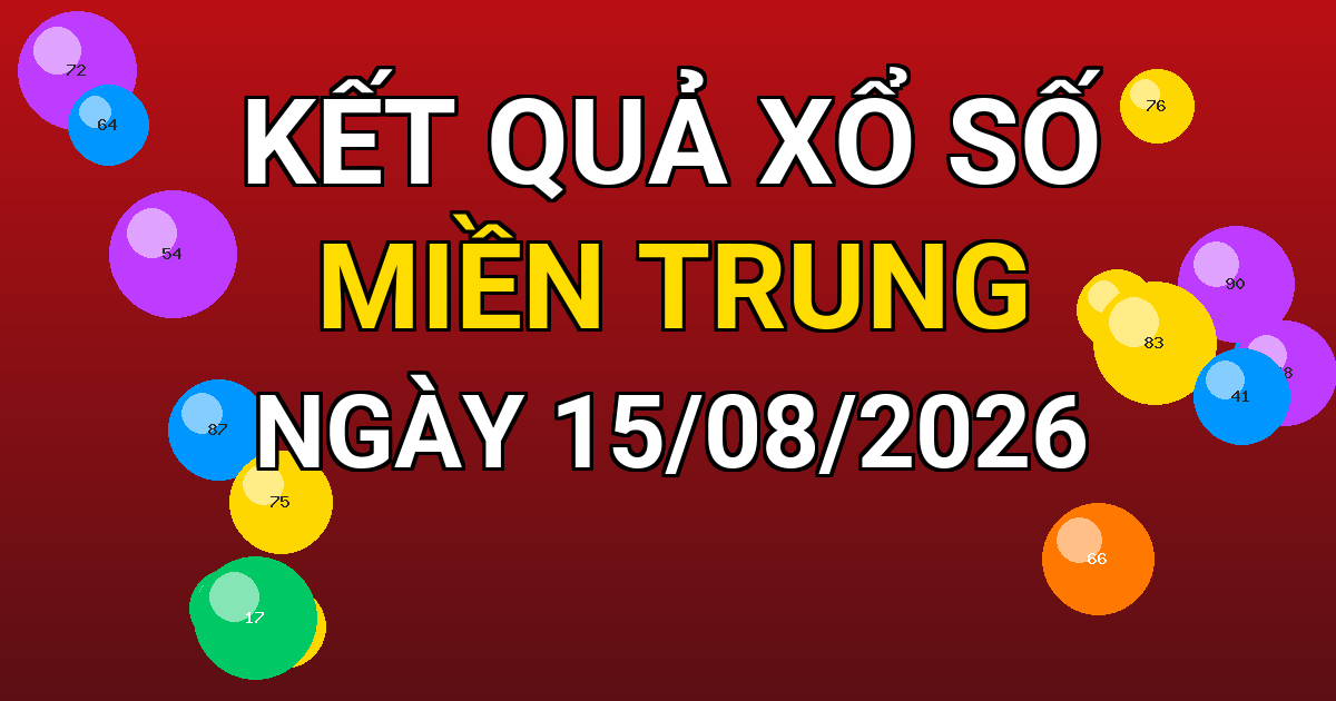 Kết quả xổ số Miền Trung ngày 15/08/2026
