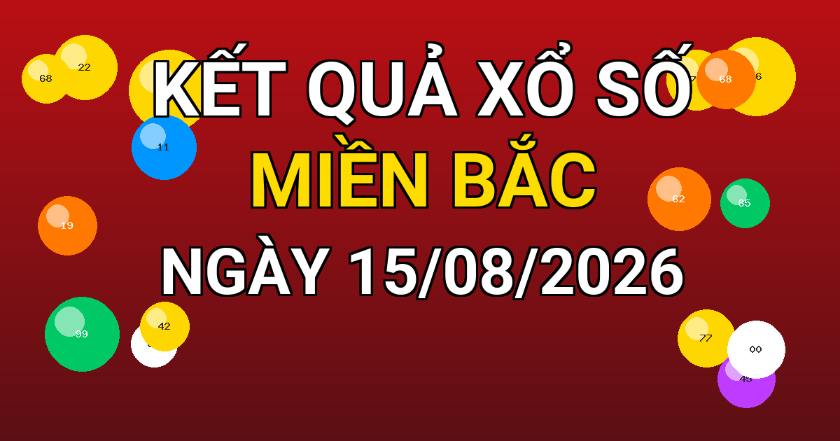 Kết quả xổ số Miền Bắc ngày 15/08/2026