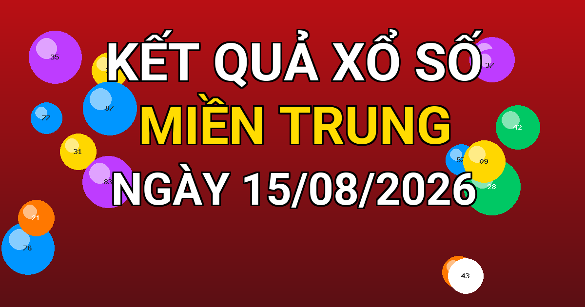 Kết quả xổ số Miền Trung ngày 15/08/2026