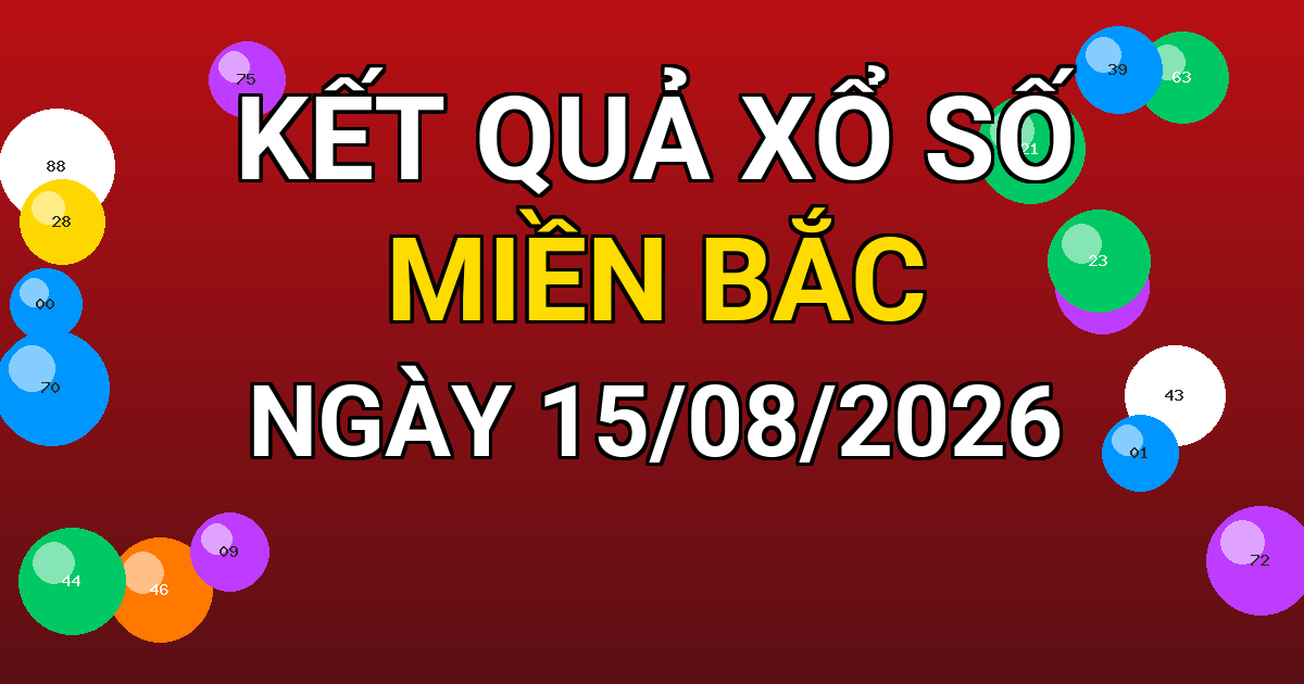 Kết quả xổ số Miền Bắc ngày 15/08/2026