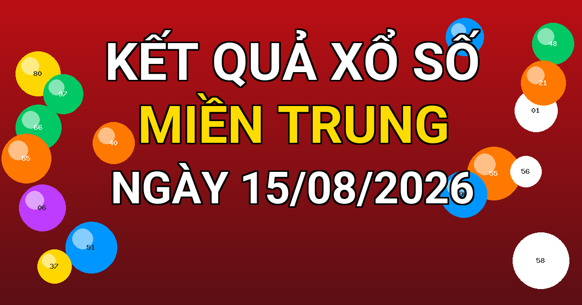 Kết quả xổ số Miền Trung ngày 15/08/2026
