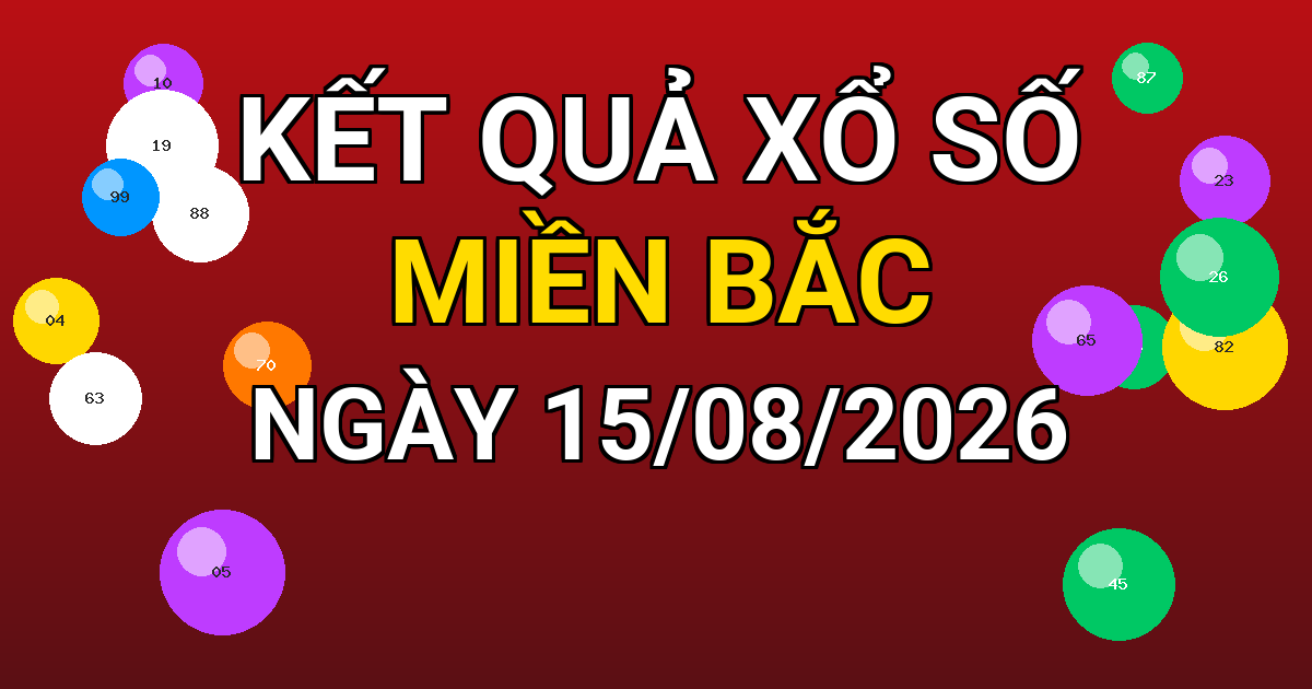 Kết quả xổ số Miền Bắc ngày 15/08/2026