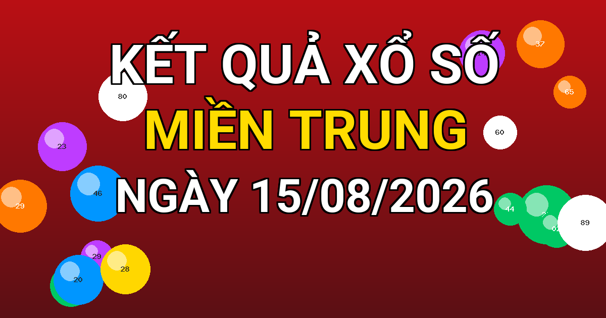 Kết quả xổ số Miền Trung ngày 15/08/2026