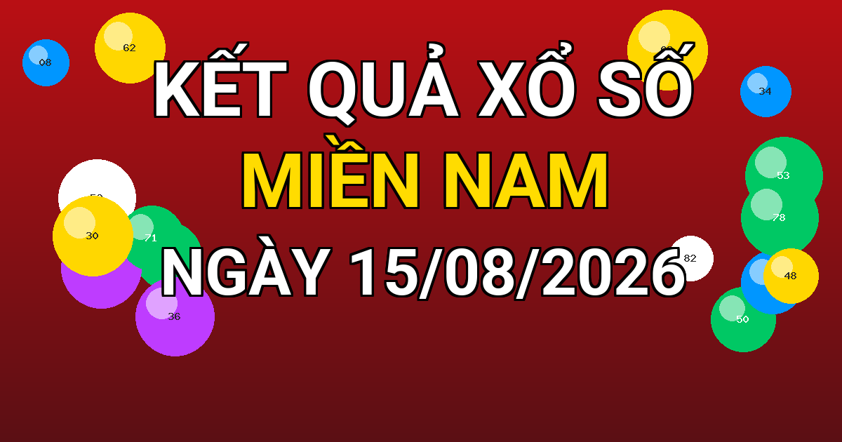 Kết quả xổ số Miền Nam ngày 15/08/2026