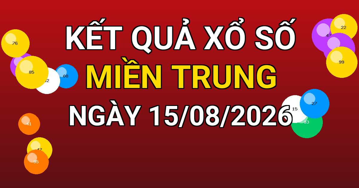 Kết quả xổ số Miền Trung ngày 15/08/2026