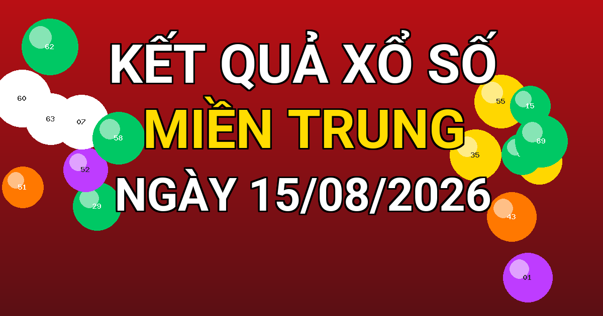 Kết quả xổ số Miền Trung ngày 15/08/2026
