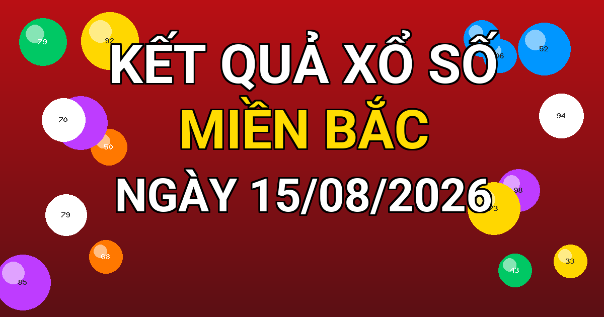 Kết quả xổ số Miền Bắc ngày 15/08/2026
