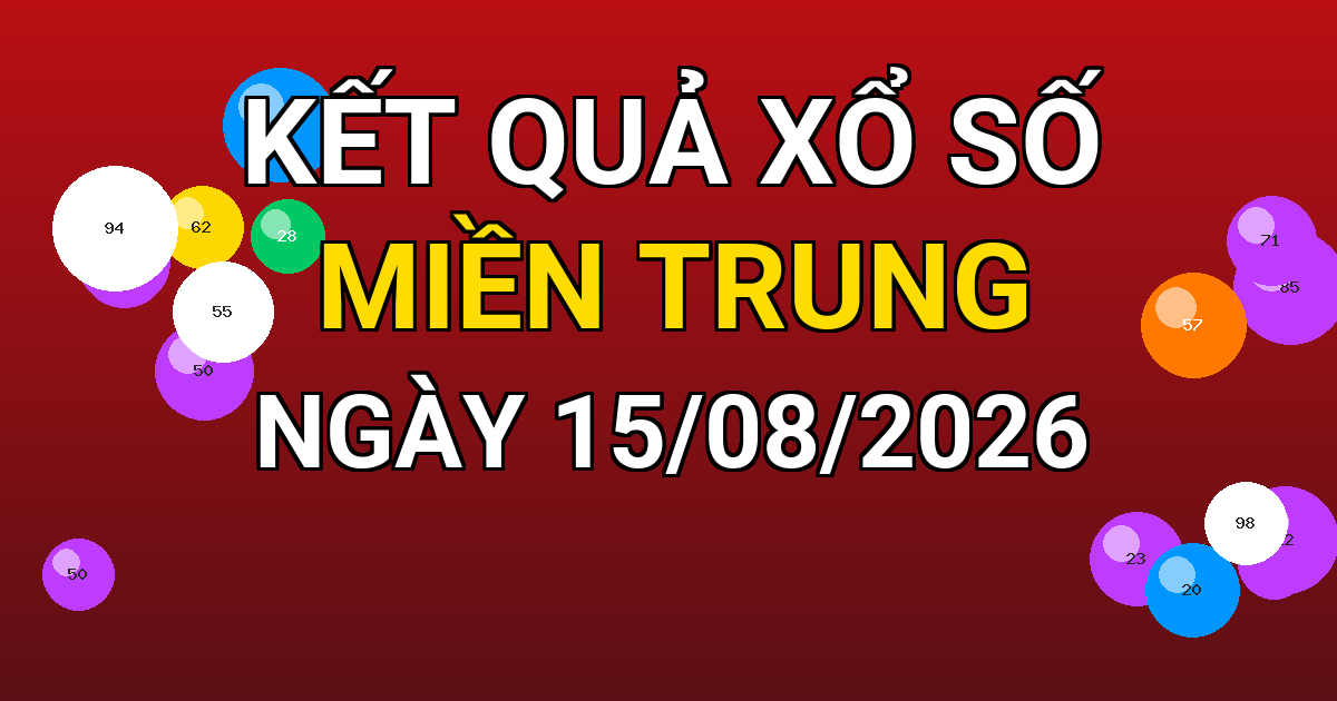 Kết quả xổ số Miền Trung ngày 15/08/2026