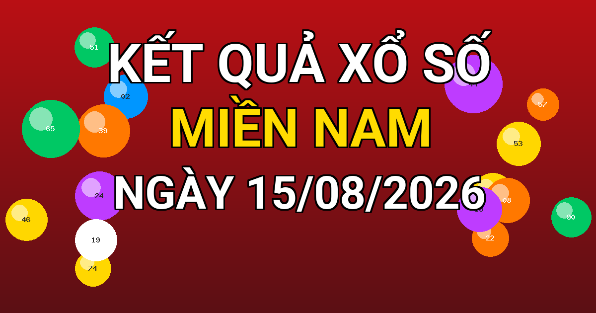 Kết quả xổ số Miền Nam ngày 15/08/2026