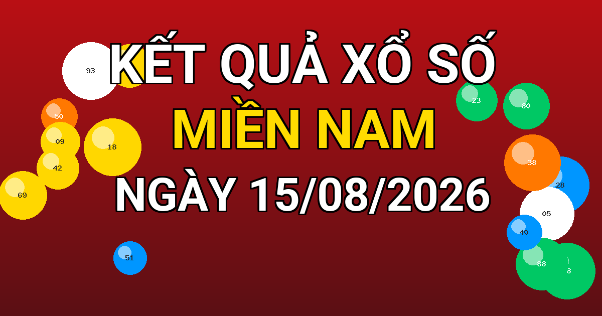 Kết quả xổ số Miền Nam ngày 15/08/2026