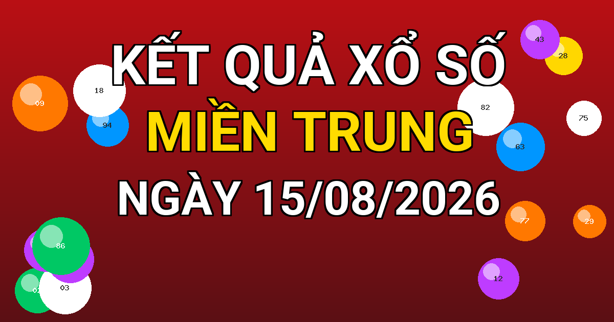 Kết quả xổ số Miền Trung ngày 15/08/2026
