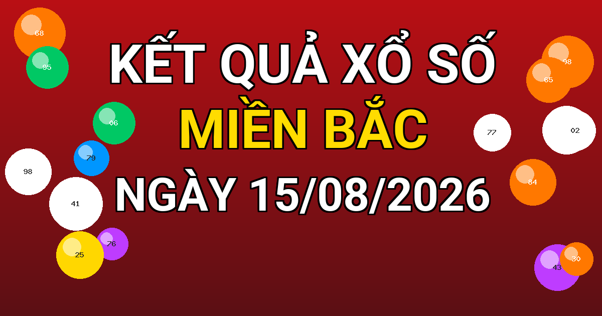 Kết quả xổ số Miền Bắc ngày 15/08/2026