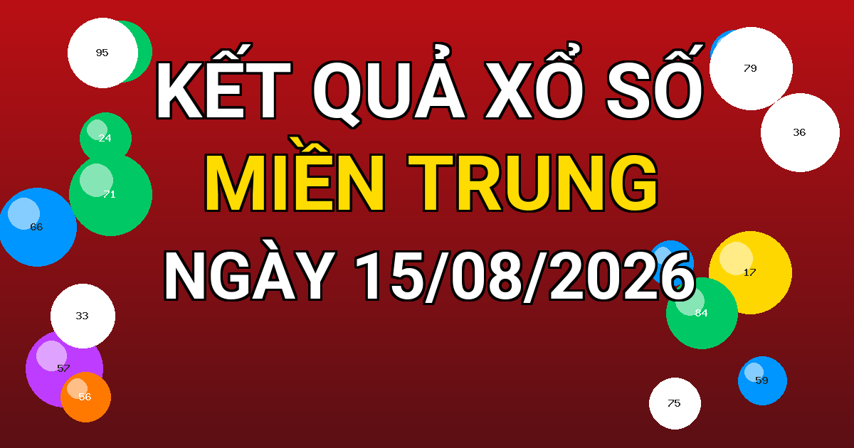 Kết quả xổ số Miền Trung ngày 15/08/2026