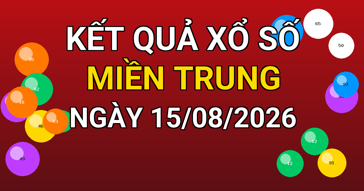 Kết quả xổ số Miền Trung ngày 15/08/2026