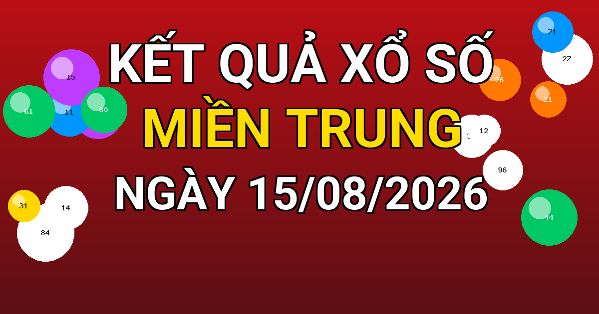 Kết quả xổ số Miền Trung ngày 15/08/2026