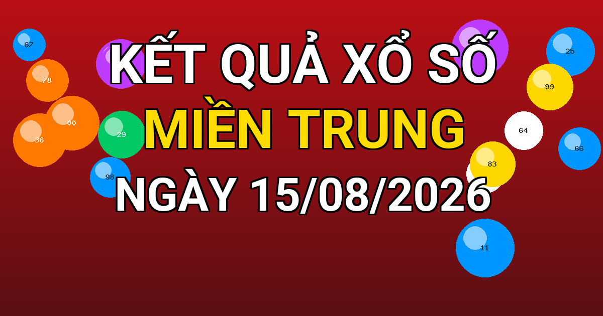 Kết quả xổ số Miền Trung ngày 15/08/2026