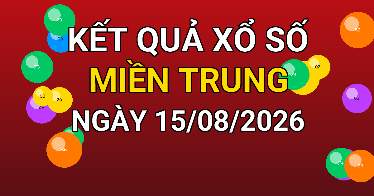 Kết quả xổ số Miền Trung ngày 15/08/2026