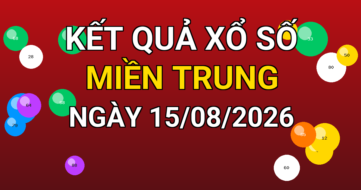 Kết quả xổ số Miền Trung ngày 15/08/2026