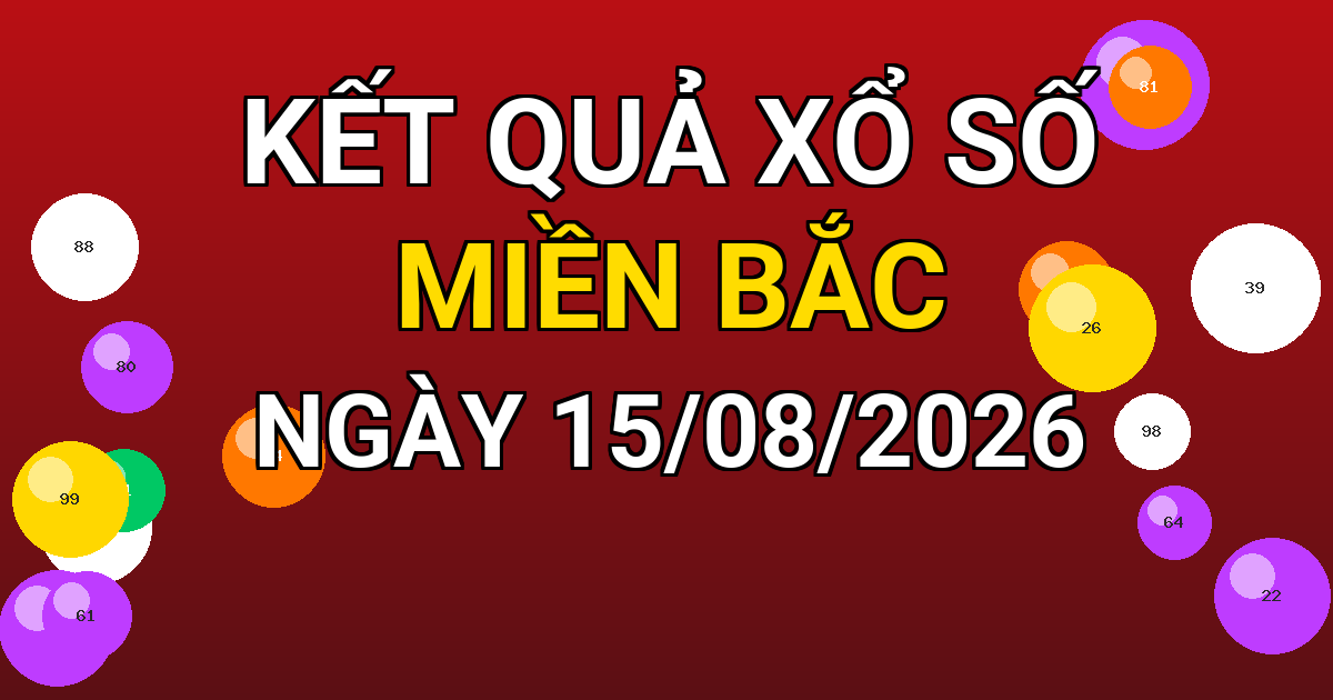 Kết quả xổ số Miền Bắc ngày 15/08/2026