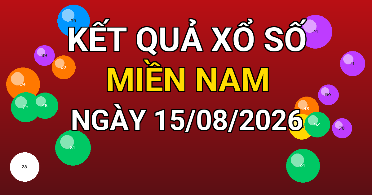 Kết quả xổ số Miền Nam ngày 15/08/2026