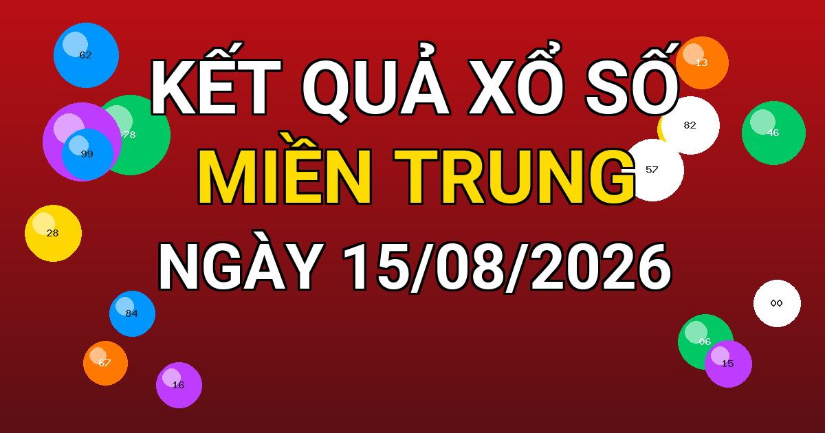 Kết quả xổ số Miền Trung ngày 15/08/2026