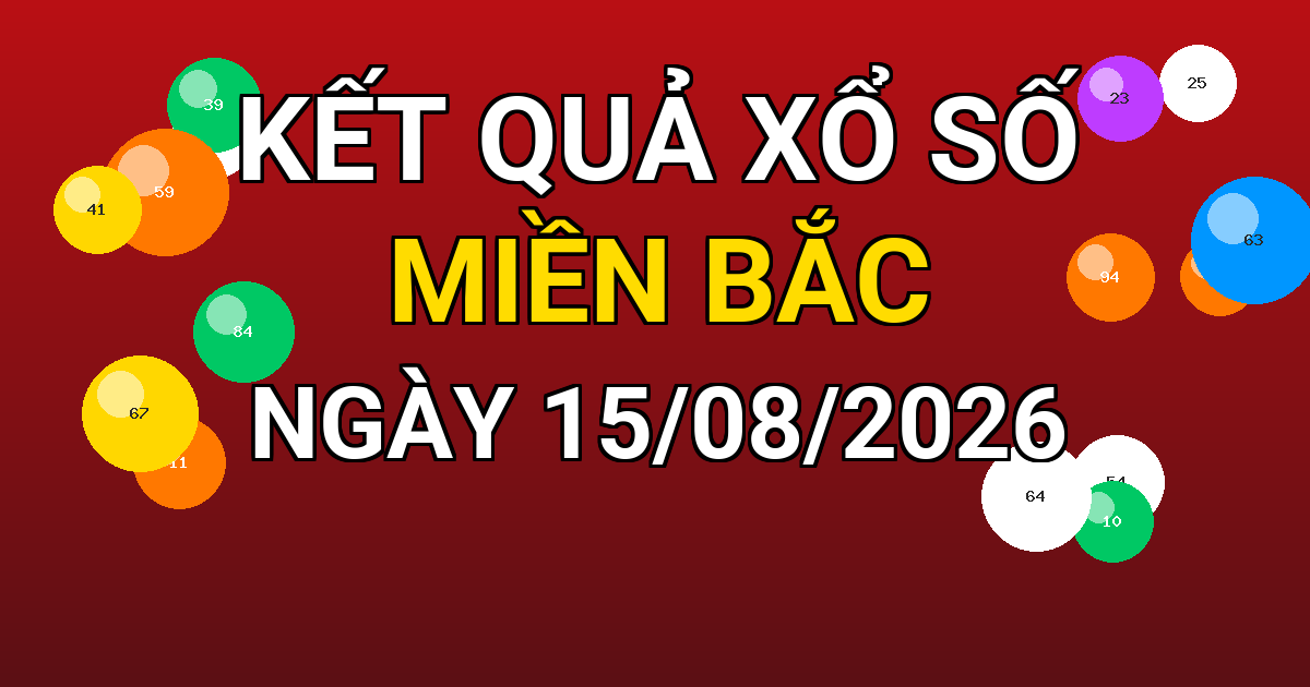 Kết quả xổ số Miền Bắc ngày 15/08/2026