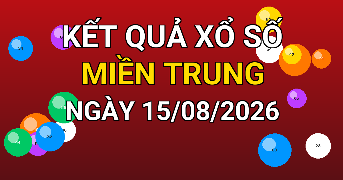 Kết quả xổ số Miền Trung ngày 15/08/2026