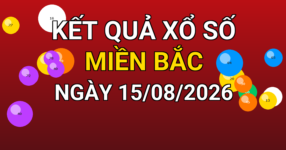 Kết quả xổ số Miền Bắc ngày 15/08/2026