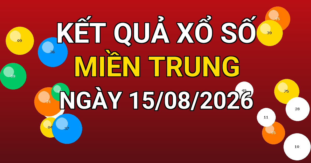 Kết quả xổ số Miền Trung ngày 15/08/2026