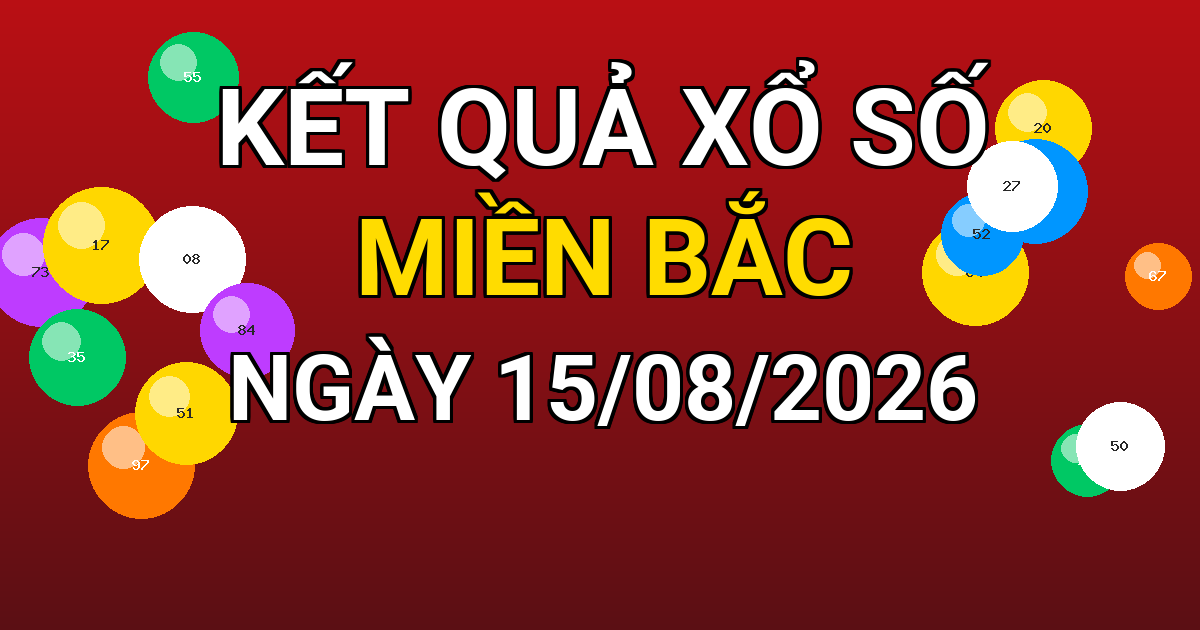 Kết quả xổ số Miền Bắc ngày 15/08/2026