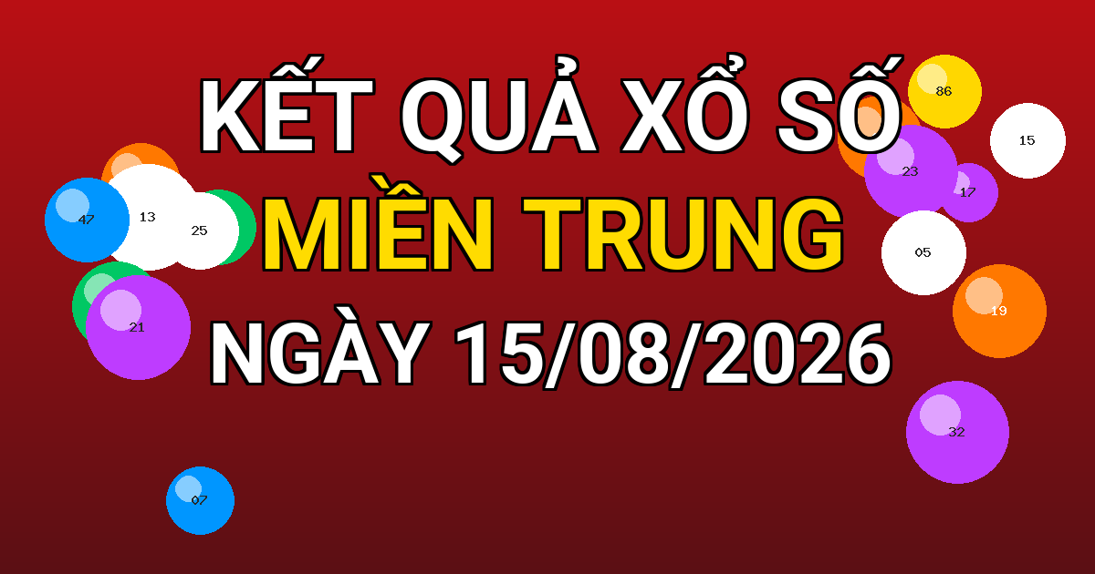 Kết quả xổ số Miền Trung ngày 15/08/2026