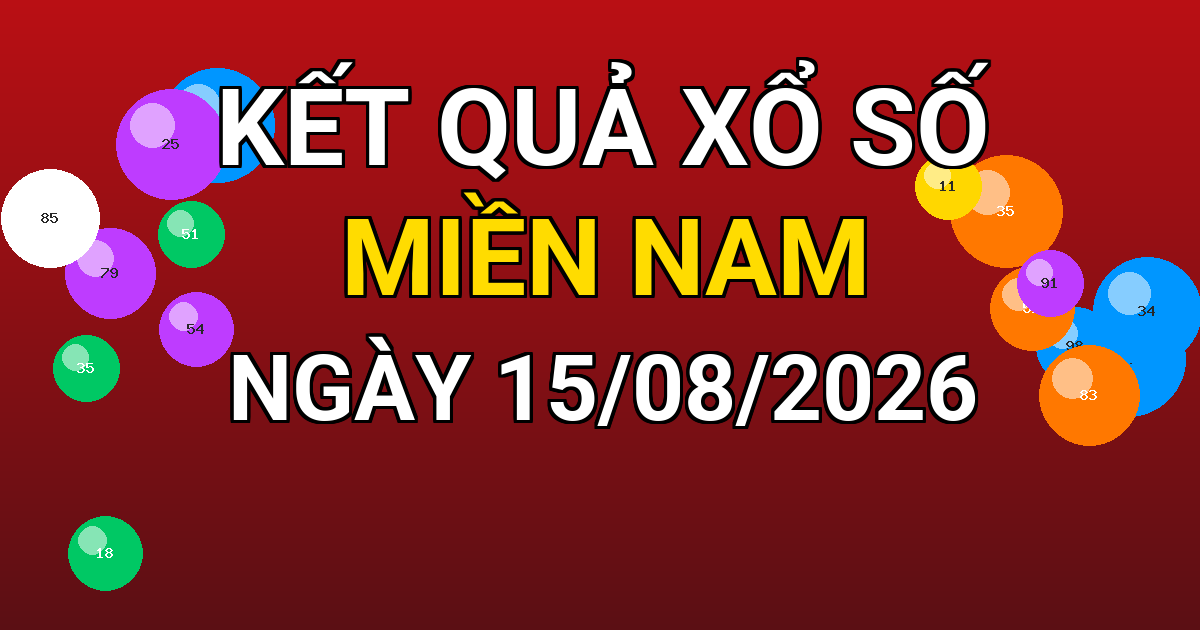Kết quả xổ số Miền Nam ngày 15/08/2026