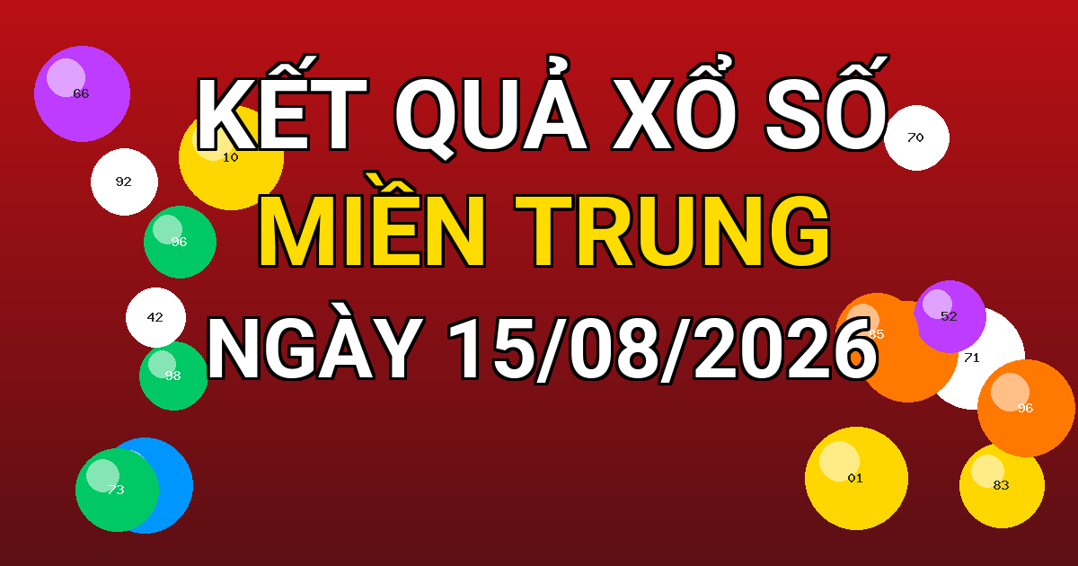 Kết quả xổ số Miền Trung ngày 15/08/2026