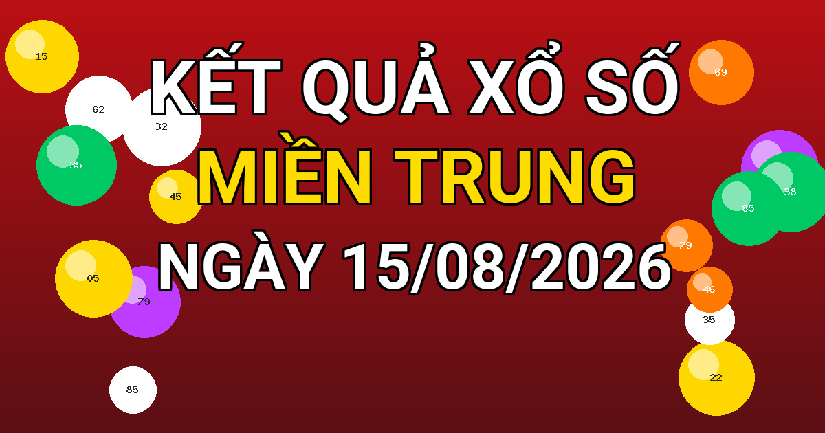 Kết quả xổ số Miền Trung ngày 15/08/2026