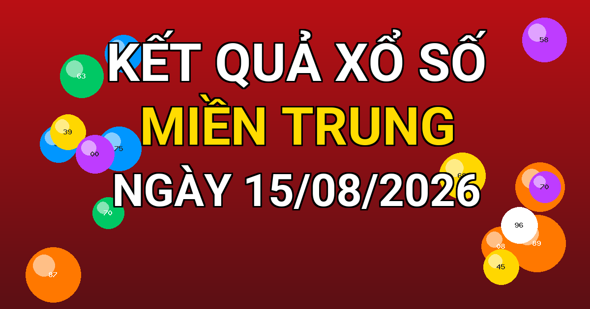 Kết quả xổ số Miền Trung ngày 15/08/2026