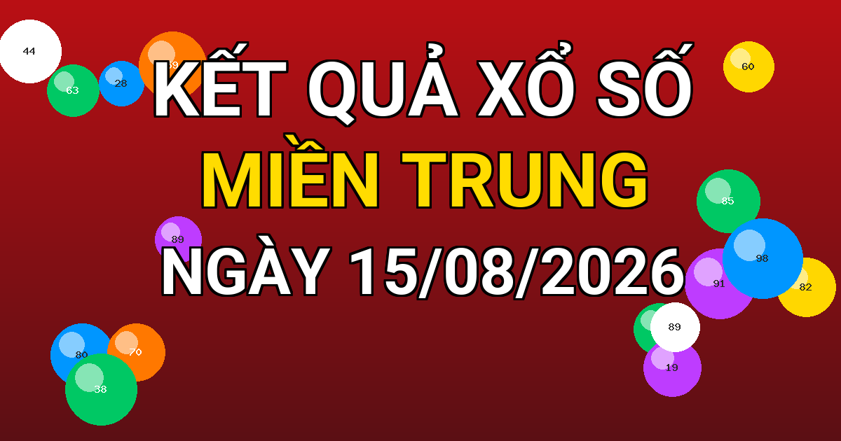 Kết quả xổ số Miền Trung ngày 15/08/2026