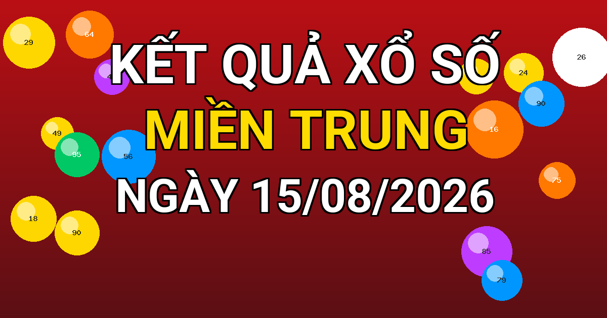 Kết quả xổ số Miền Trung ngày 15/08/2026