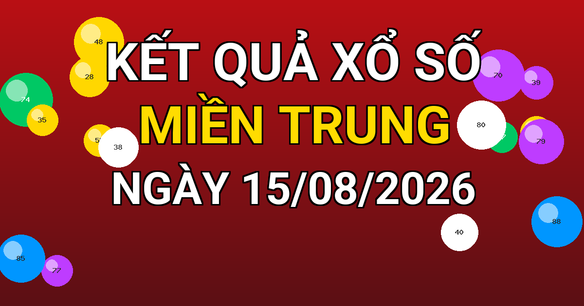 Kết quả xổ số Miền Trung ngày 15/08/2026