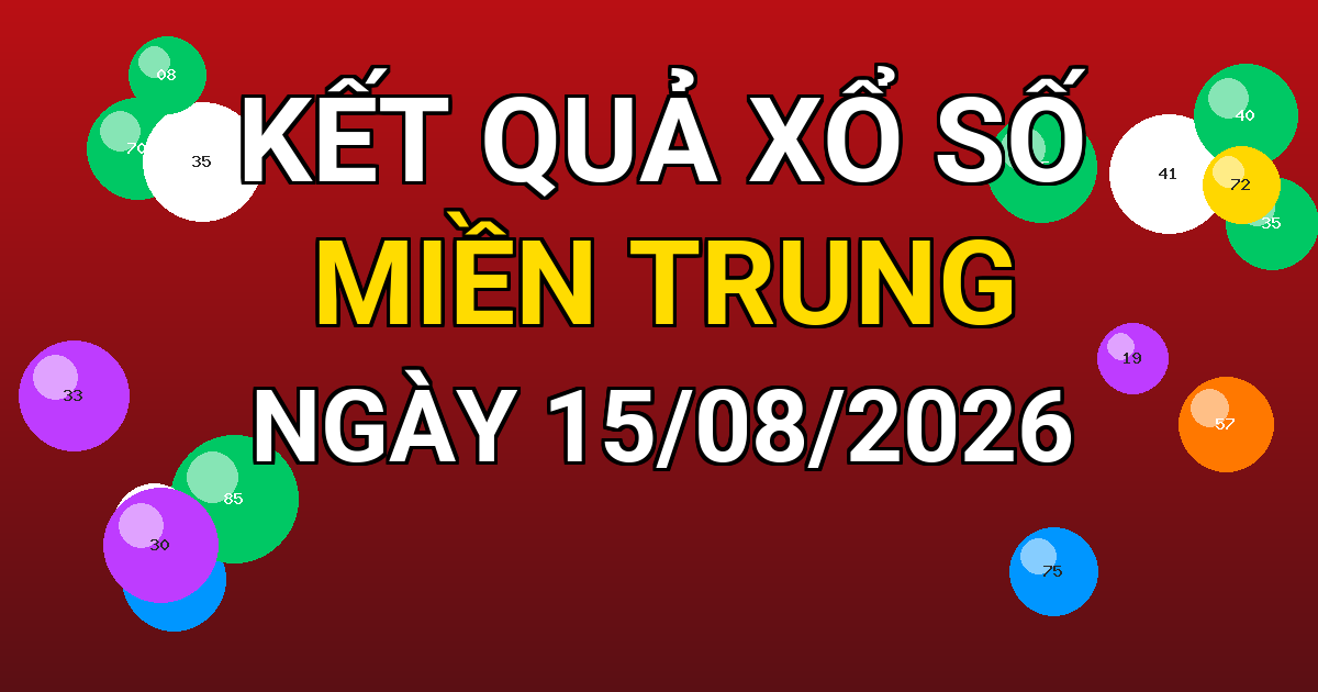 Kết quả xổ số Miền Trung ngày 15/08/2026