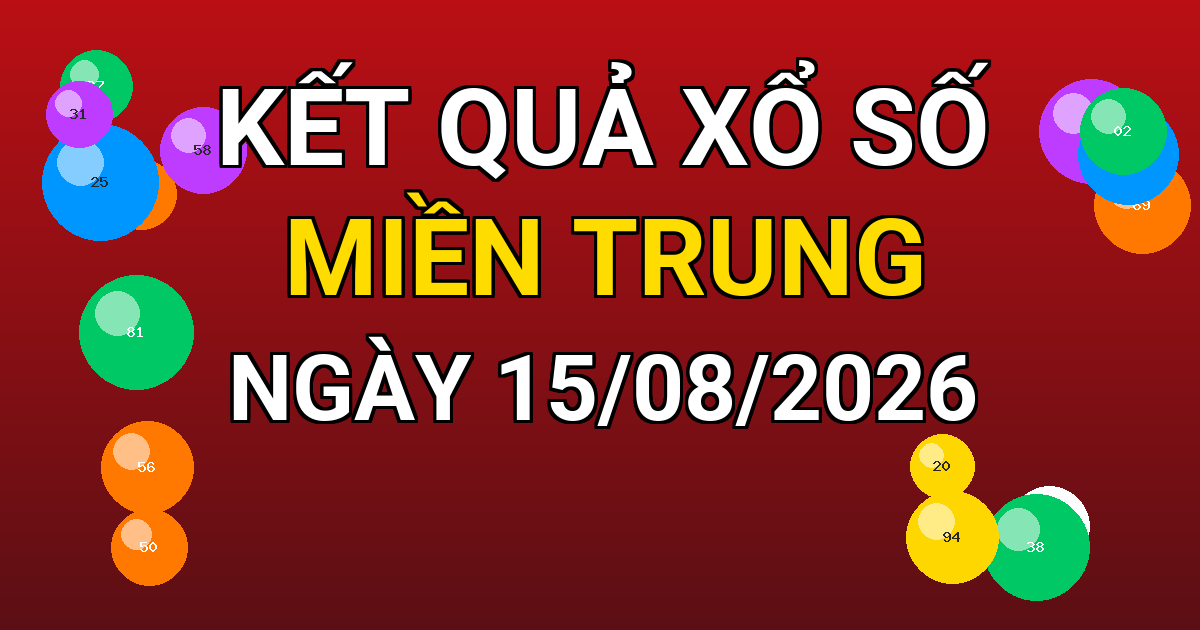 Kết quả xổ số Miền Trung ngày 15/08/2026