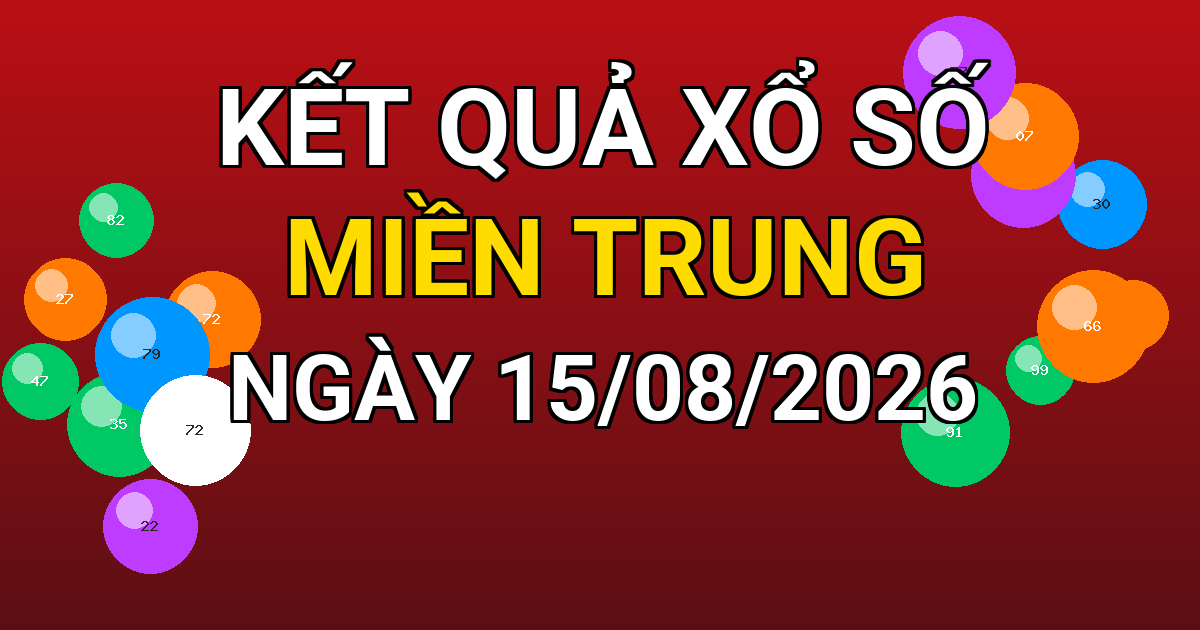 Kết quả xổ số Miền Trung ngày 15/08/2026